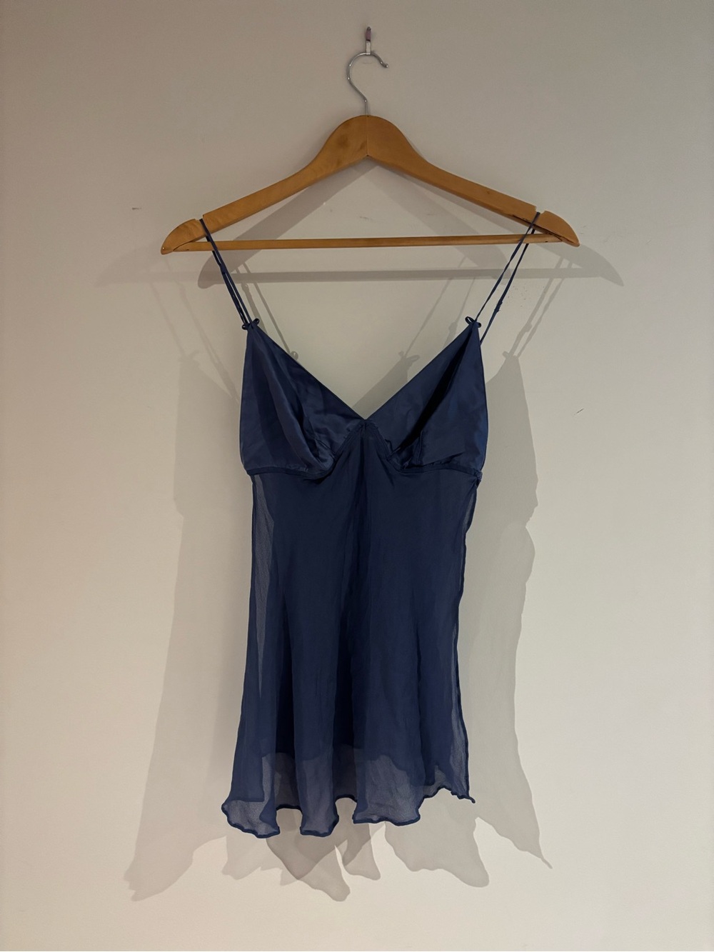 Sheer Navy Blue Spaghetti Strap Slip Cami